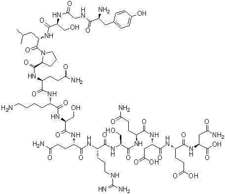 L-酪氨酰甘氨酰-L-丝氨酰-L-亮氨酰-L-脯氨酰-L-谷氨酰胺酰-L-赖氨酰-L-丝氨酰-L-谷氨酰胺酰-L-精氨酰-L-丝氨酰-L-谷氨酰胺酰-L-alpha-天冬氨酰-L-alpha-谷氨酰-L-天冬氨酰胺分子结构 (CAS 98474-59-0)
