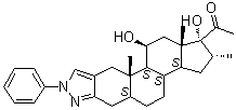 1,2,3,3a,3b,4,5,5a,6,8,10,10a,10b,11,12,12a-十六氢-1,11-二羟基-2,10a,12a-三甲基-8-苯基环戊二烯并[7,8]菲并[2,3-c]吡唑-1-基甲基甲酮分子结构 (CAS 989-81-1)