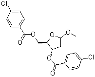 甲基 2-脱氧-D-赤式-呋喃戊糖苷 双(4-氯苯甲酸酯)分子结构 (CAS 99886-53-0)
